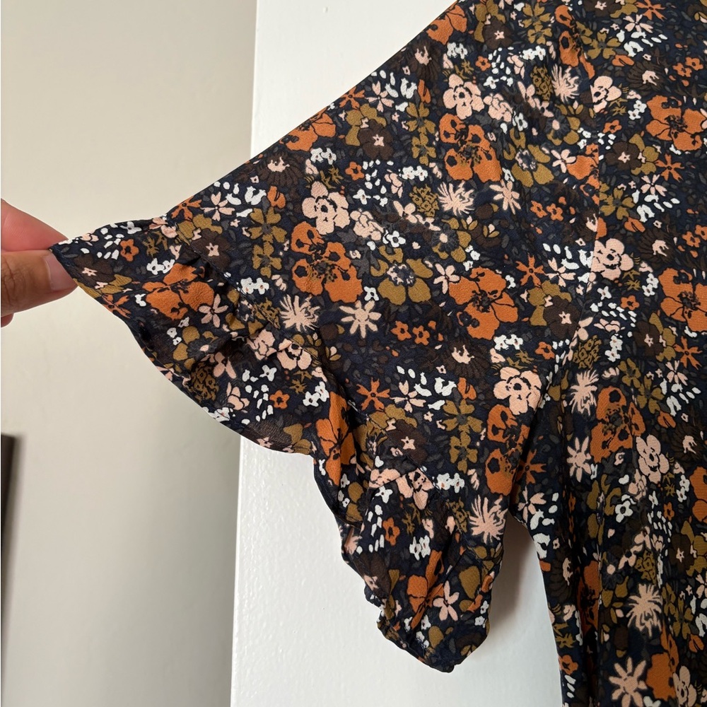 Madewell Dark Navy Blue Button Front Peplum Blouse - Picture 4 of 5